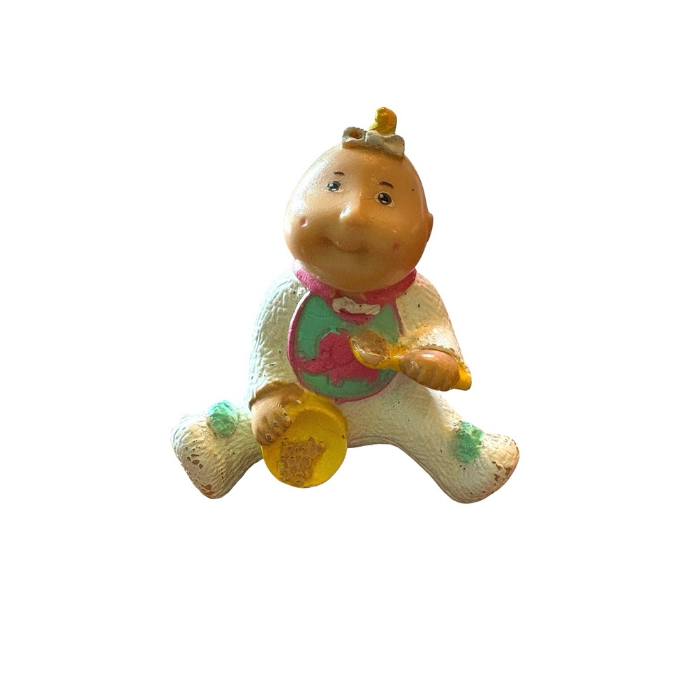 Vintage 1980s Cabbage Patch Kids Doll PVC Mini Figurrer‎ 2" Baby Pajamas Bib